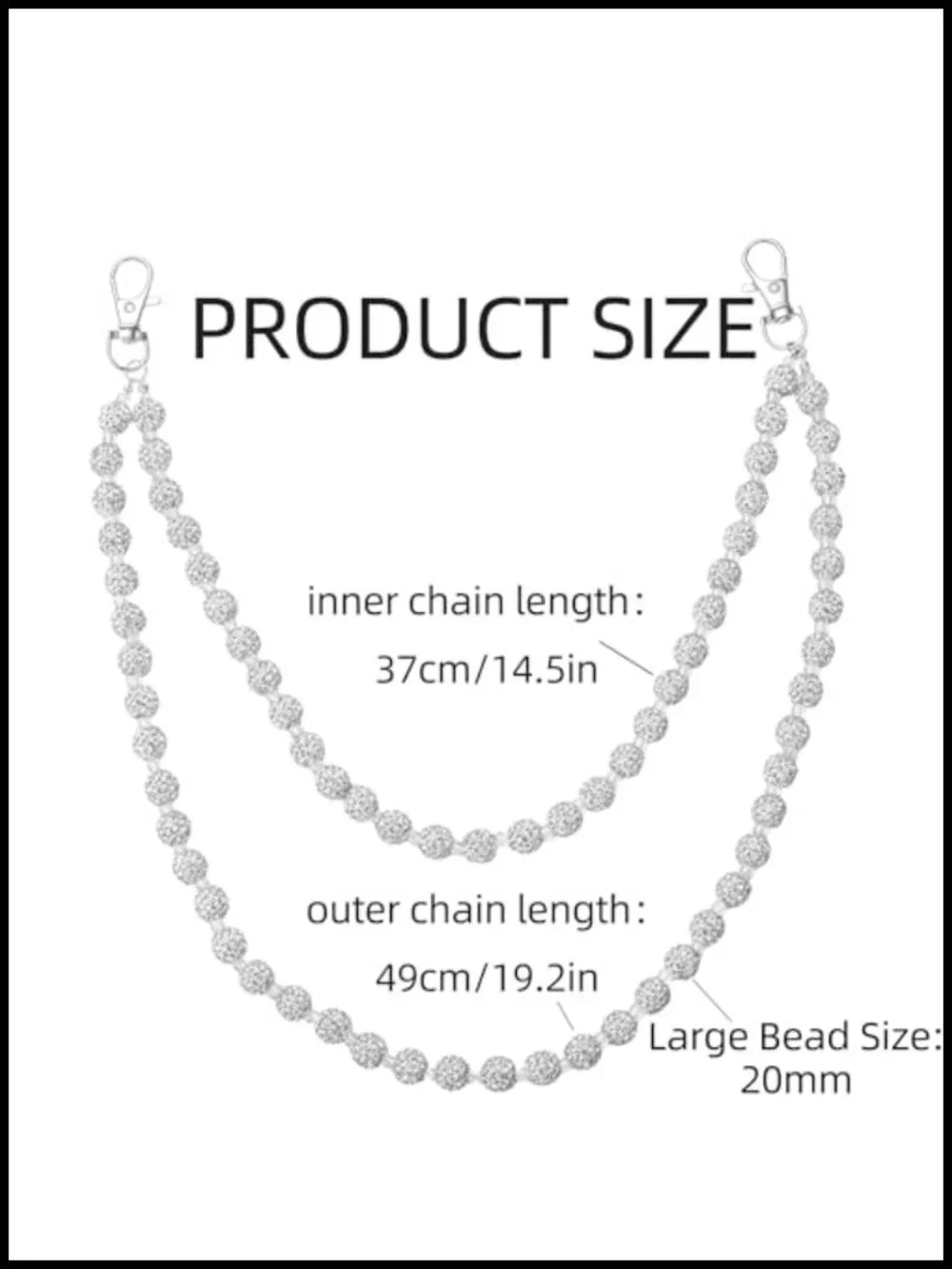 Rhinestone Wallet Chain Pants Pocket Keychain Baseball Style